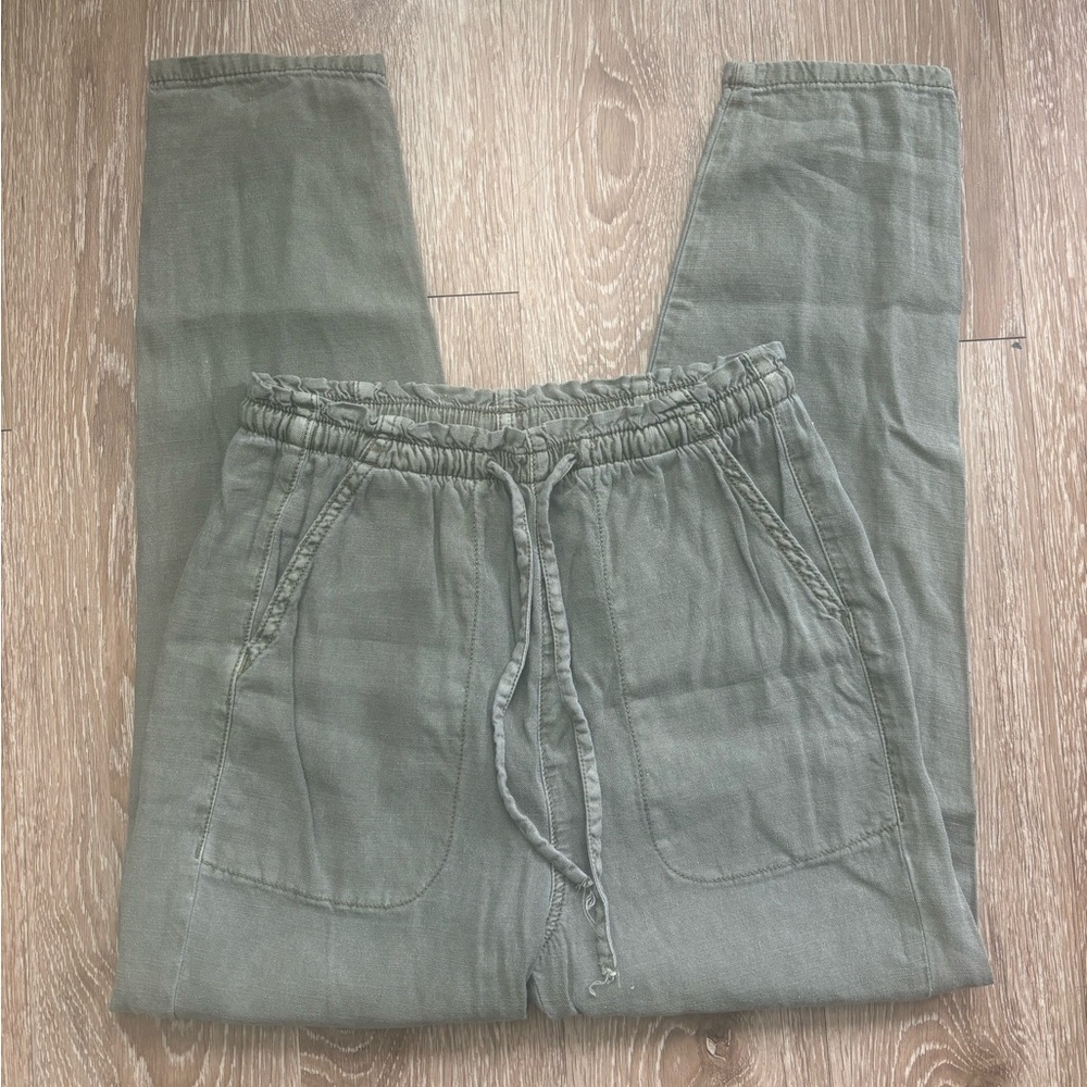 American Eagle olive/khaki green linen blend vacay pants, XS